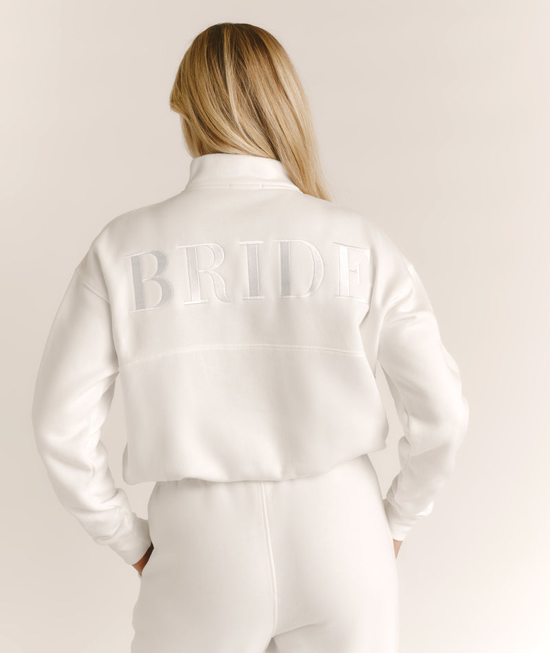 Bride Statement Quarter Zip Sweatshirt - White