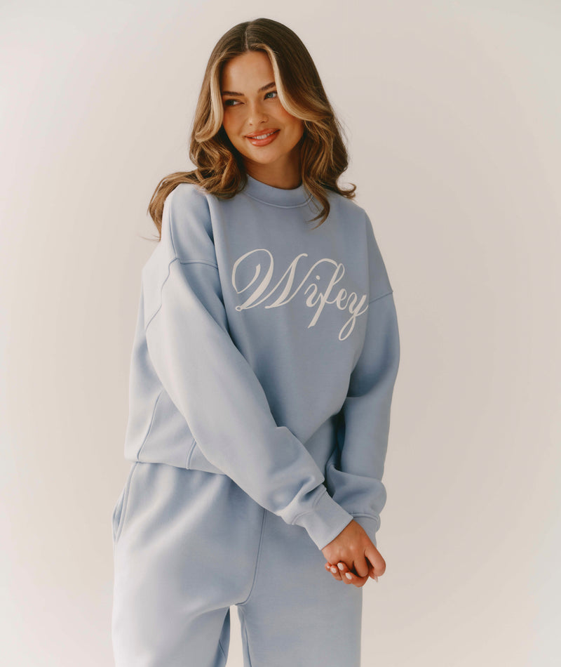 Wifey Graphic Sweatshirt - Blue