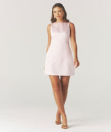 Anna Seam Detail Satin Shift Dress - Baby Pink