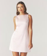 Anna Seam Detail Satin Shift Dress - Baby Pink