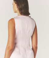 Anna Seam Detail Satin Shift Dress - Baby Pink