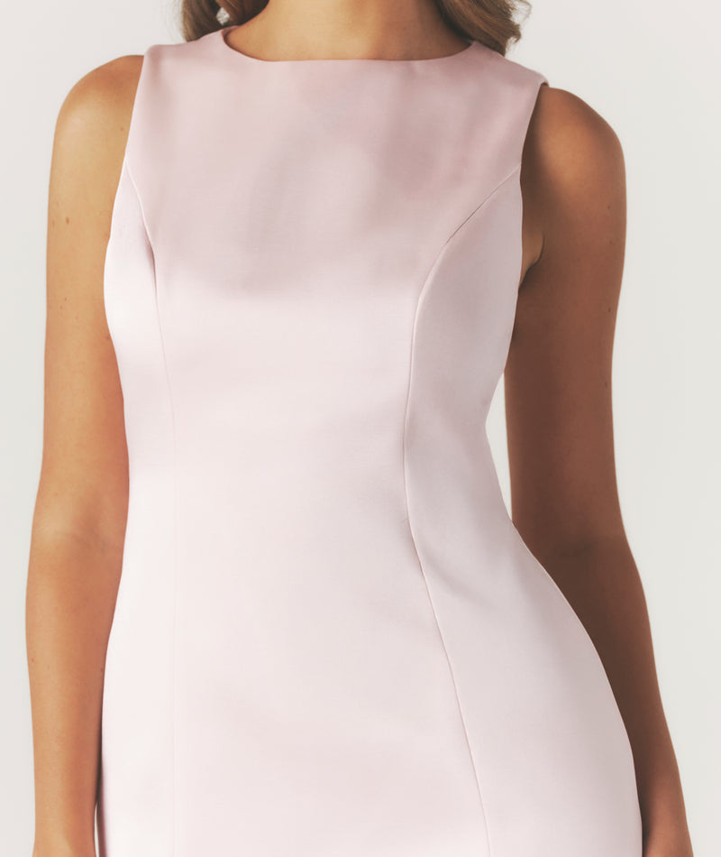 blush pink shift dress HUGO - Shift dress with low-cut back and bow detail