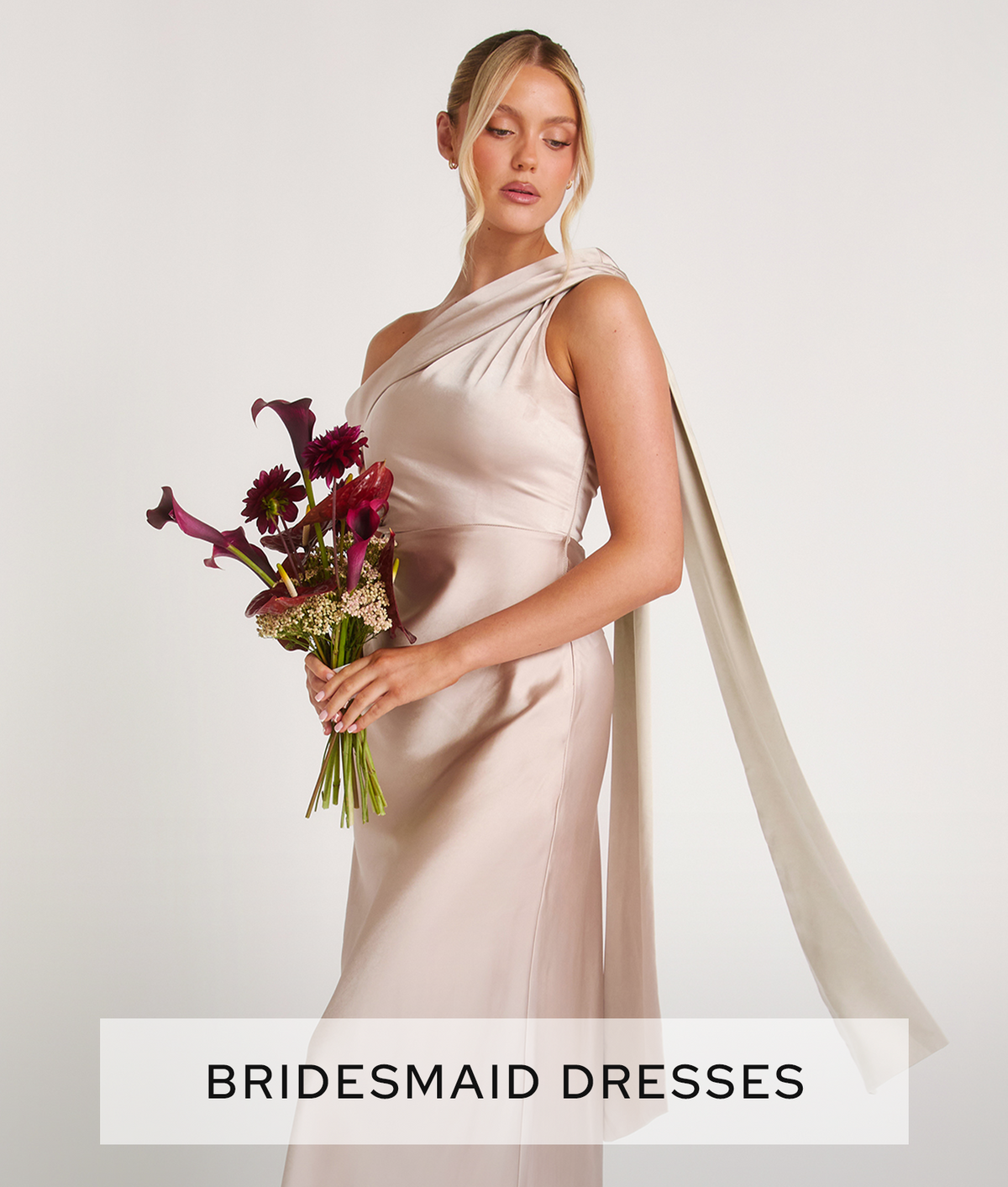 chinese dress ladies Long A-line Pink Soft V Neck Side Slit Modest Simple Bridesmaid Dresse –  SposaBridal main image 1