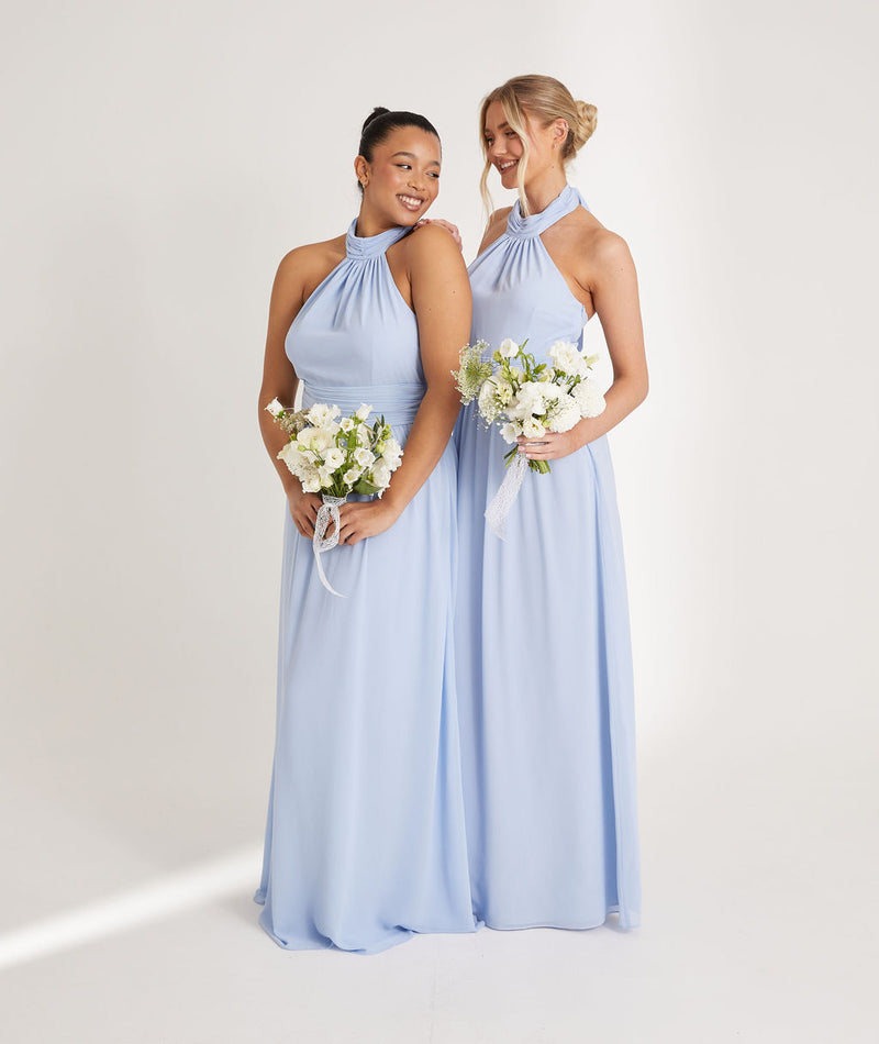 Halter Neck Chiffon Bridesmaid Dress - Cornflower Blue Six Stories Halter Neck Chiffon Bridesmaid Dress - Cornflower Blue Six Stories
