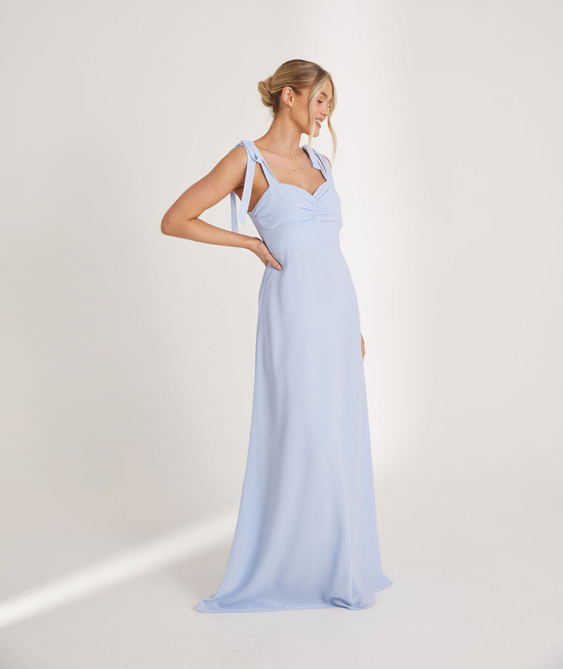 Bow Tie Chiffon Bridesmaid Dress - Cornflower Blue Six Stories Bow Tie Chiffon Bridesmaid Dress - Cornflower Blue Six Stories
