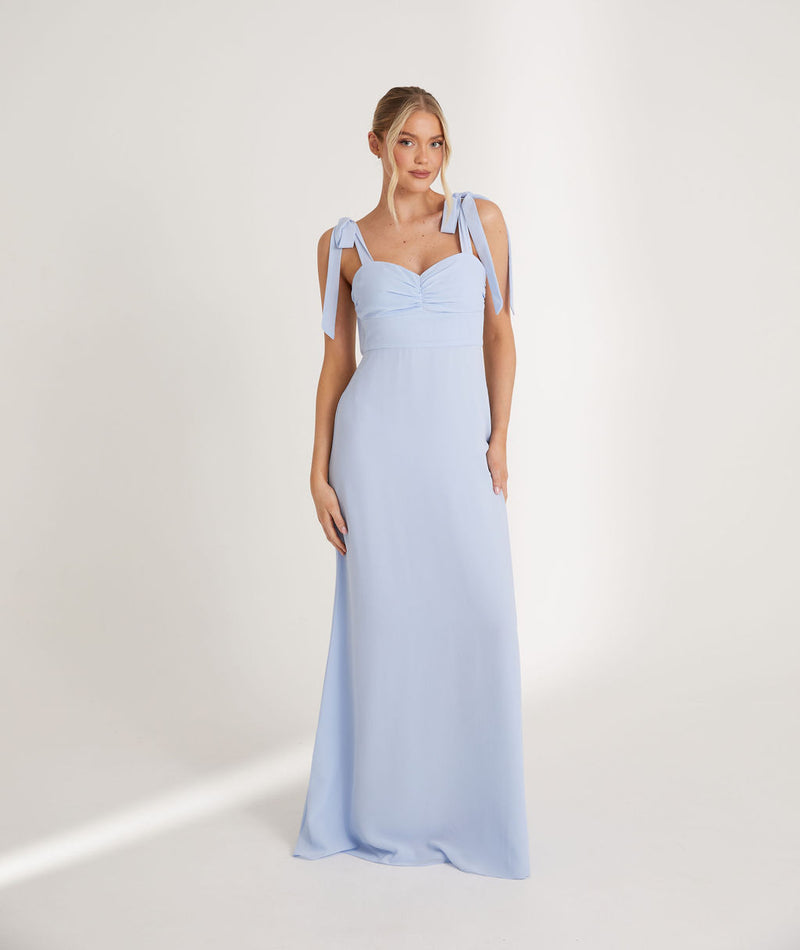 Bow Tie Chiffon Bridesmaid Dress - Cornflower Blue- Size US 8 Bow Tie Chiffon Bridesmaid Dress - Cornflower Blue- Size US 8