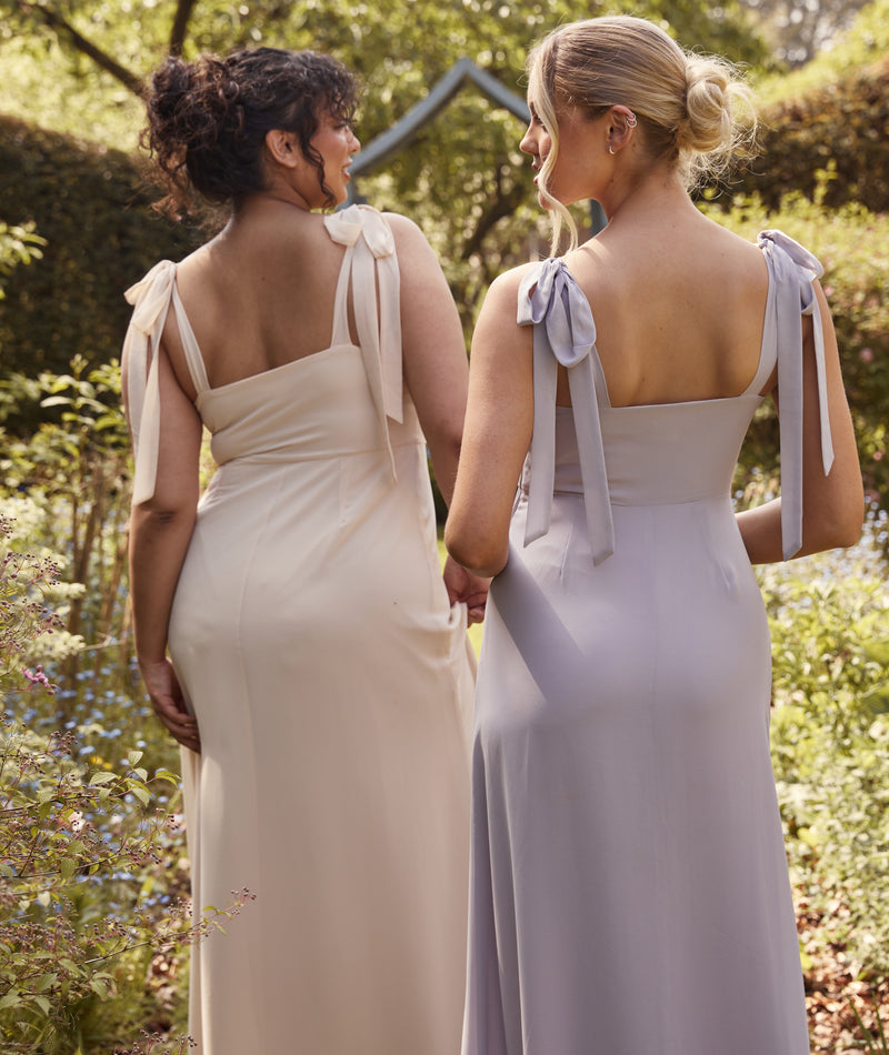 Bow Tie Chiffon Bridesmaid Dress - Butter Cream Six Stories Bow Tie Chiffon Bridesmaid Dress - Butter Cream Six Stories