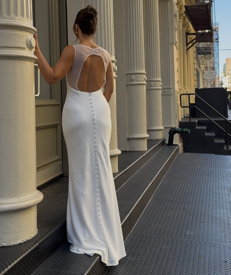 Organza Open Back Maxi Dress - Ivory