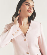 Collarless Tailored Jacket - Pink