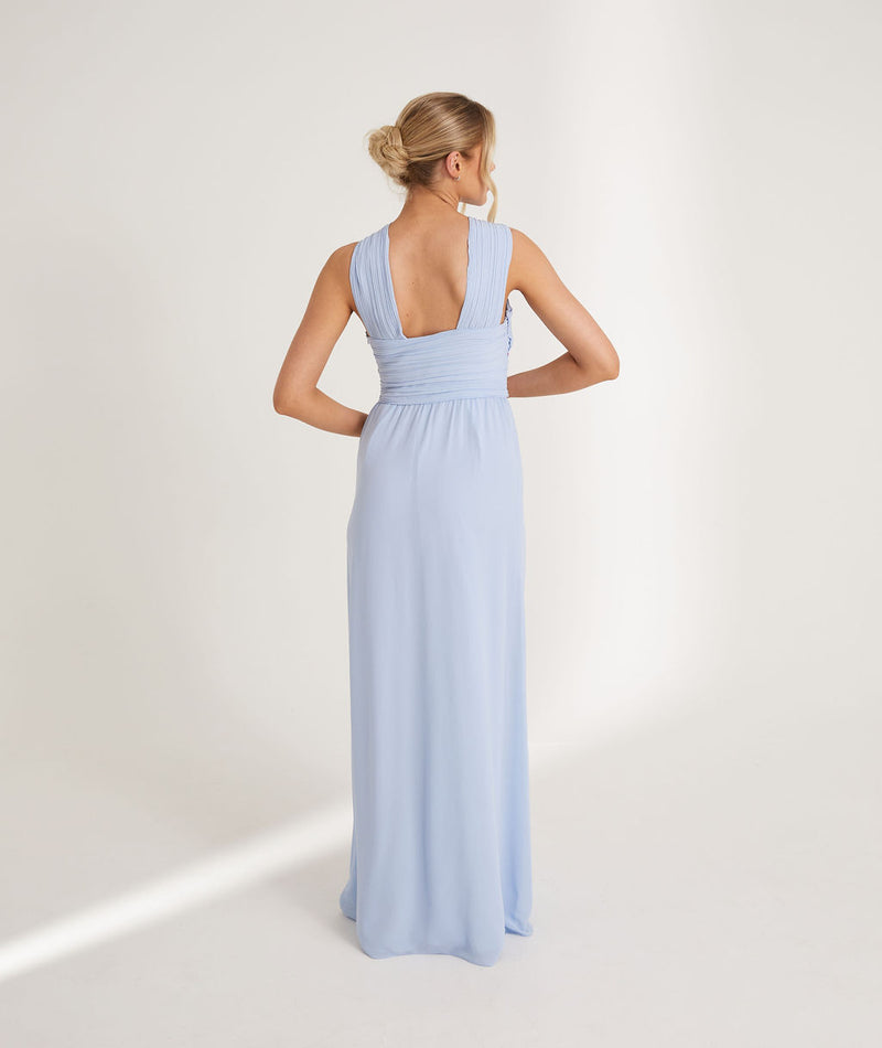 Cross Neck Chiffon Bridesmaid Dress - Cornflower Blue Six Stories Cross Neck Chiffon Bridesmaid Dress - Cornflower Blue Six Stories
