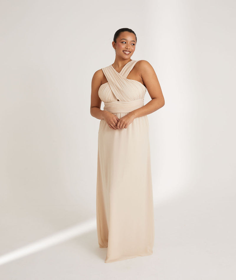 Cross Neck Chiffon Bridesmaid Dress - Butter Cream Six Stories Cross Neck Chiffon Bridesmaid Dress - Butter Cream Six Stories