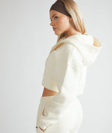 Cropped Zip Through Hoodie - Buttermilk