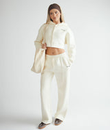 Cropped Zip Through Hoodie - Buttermilk