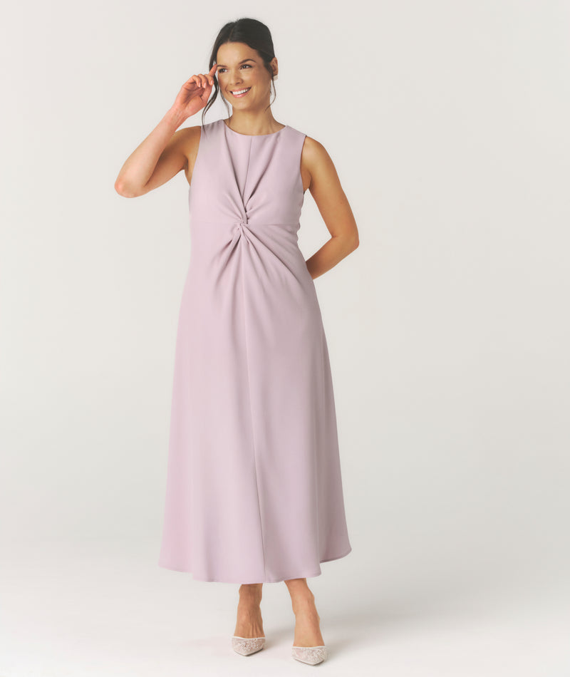 Knot Detail Sleeveless Midi Dress - Pale Lilac