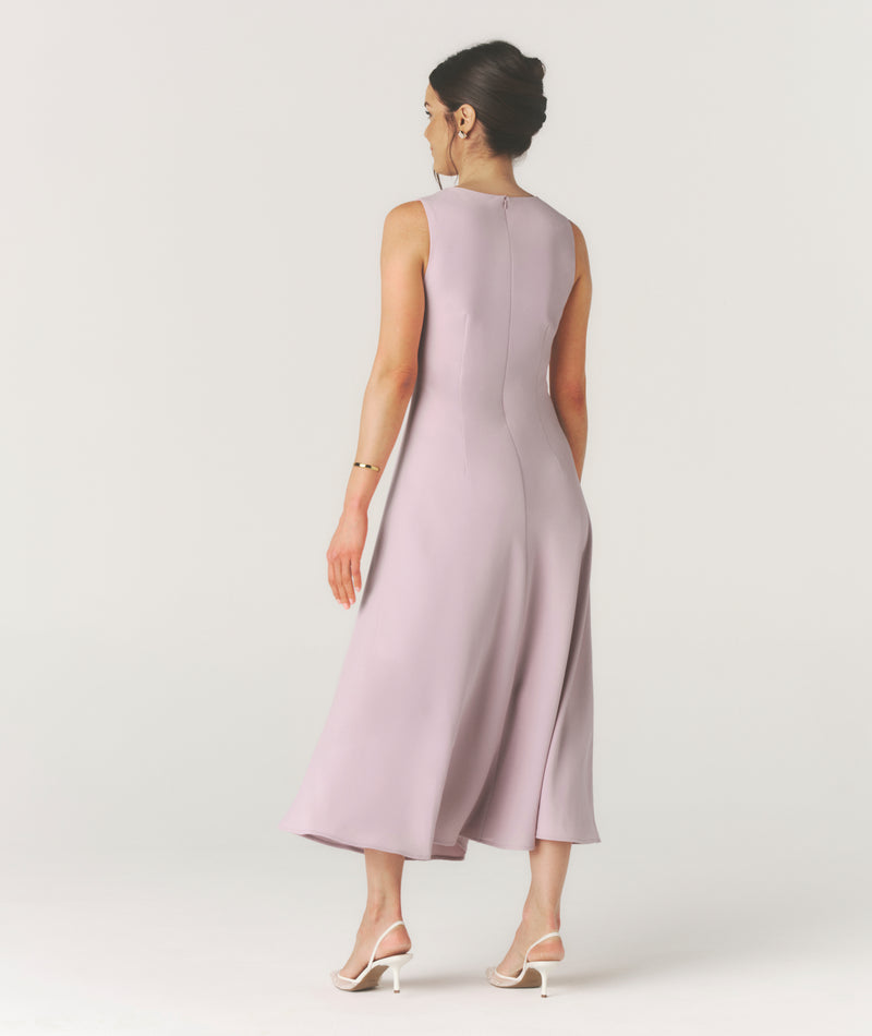 Knot Detail Sleeveless Midi Dress - Pale Lilac