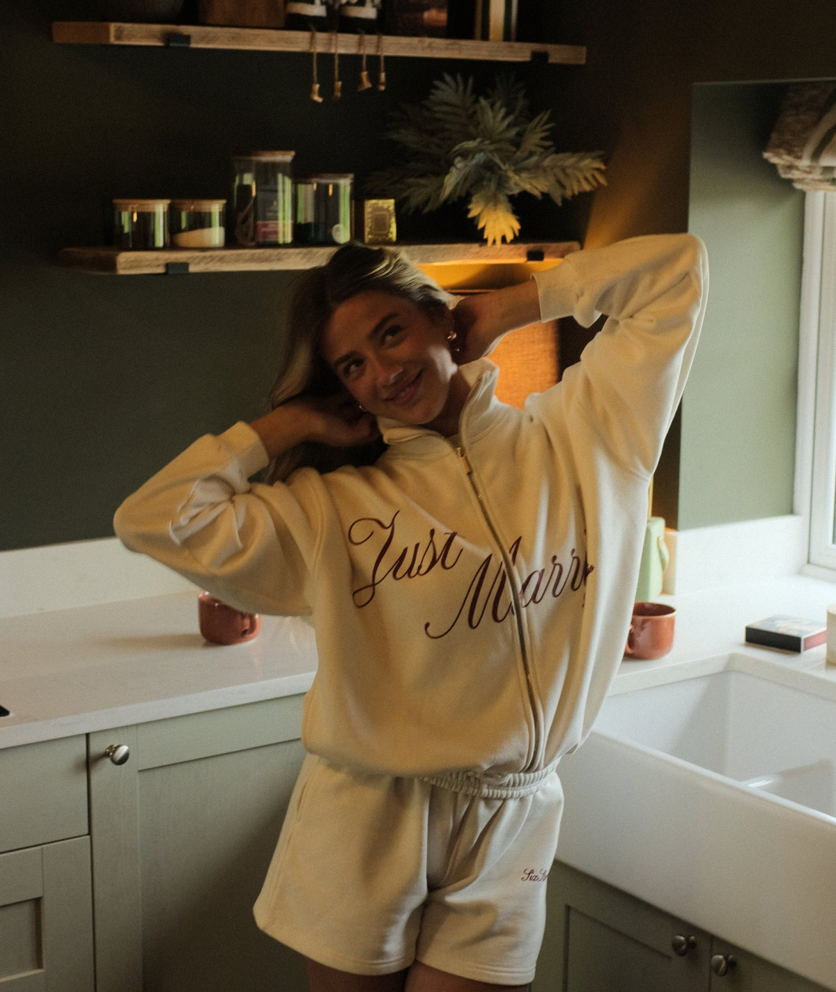 Just Married Zip Sweatshirt - Off White