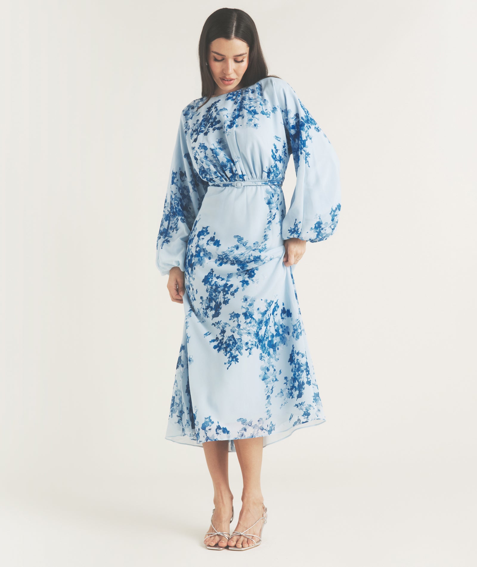 Floral Balloon Sleeve Maxi Dress