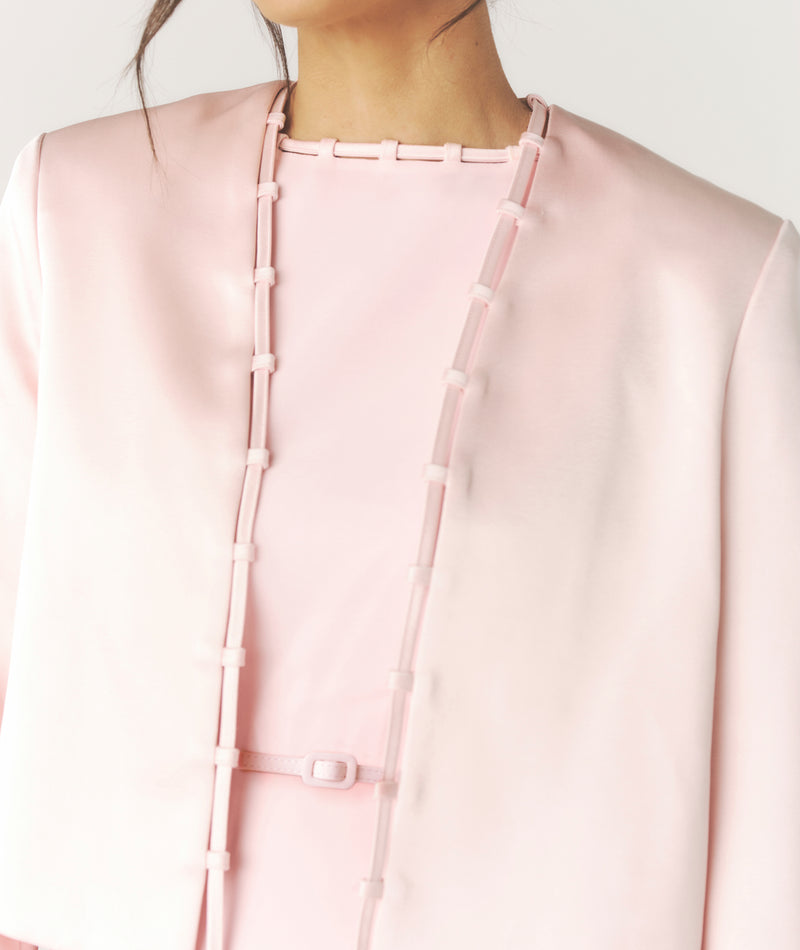 Tailored Trim Detail Satin Jacket - Pale Pink