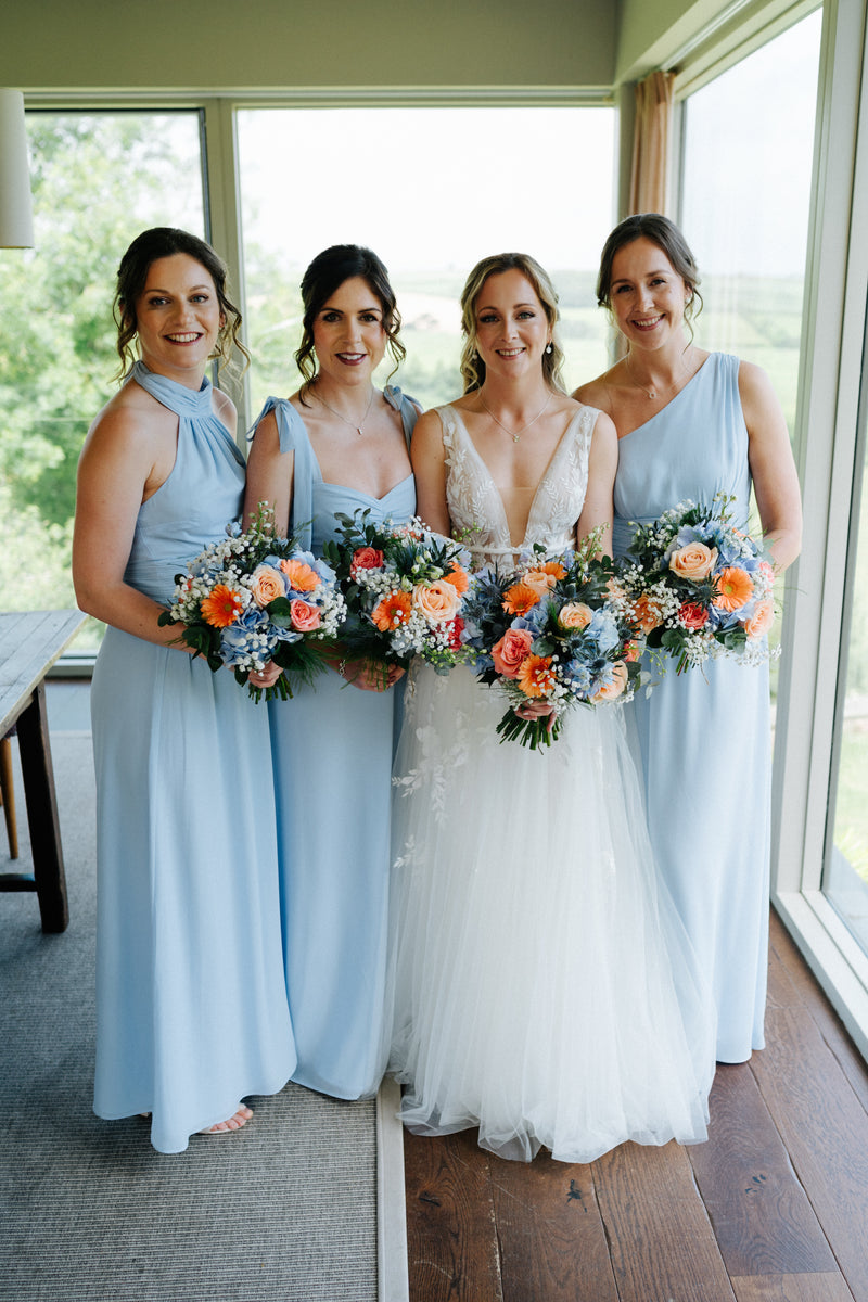 Halter Neck Chiffon Bridesmaid Dress - Cornflower Blue Six Stories Halter Neck Chiffon Bridesmaid Dress - Cornflower Blue Six Stories