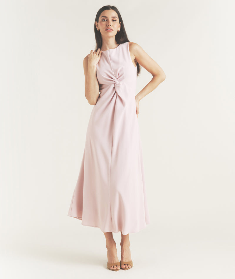 Knot Detail Sleeveless Midi Dress - Pale Lilac