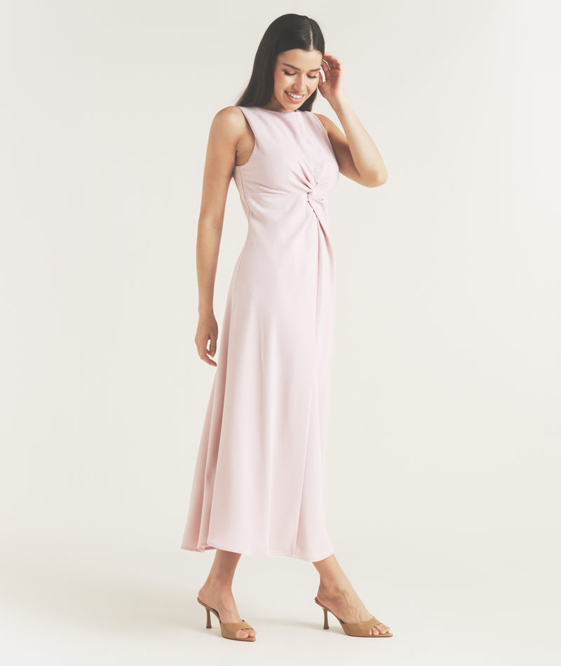 Knot Detail Sleeveless Midi Dress - Pale Lilac