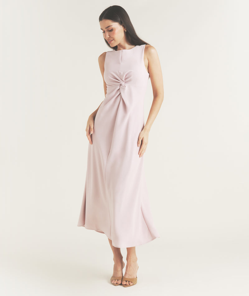 Knot Detail Sleeveless Midi Dress - Pale Lilac