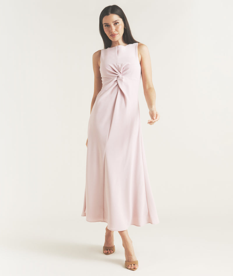 Knot Detail Sleeveless Midi Dress - Pale Lilac