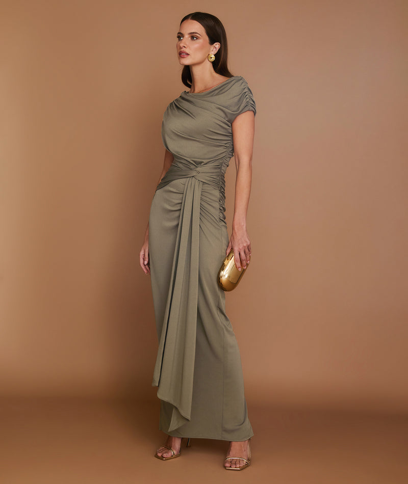 Knot Detail Maxi Dress - Green Six Stories Knot Detail Maxi Dress - Green Six Stories