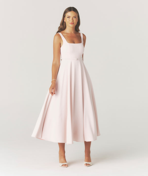 Seam Detail Satin Shift Dress - Baby Pink
