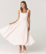 Seam Detail Satin Shift Dress - Baby Pink