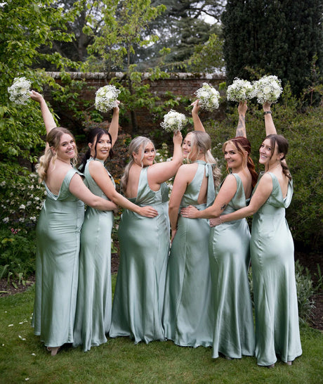 Long Halter Chiffon Dresses of Bridesmaid Sage