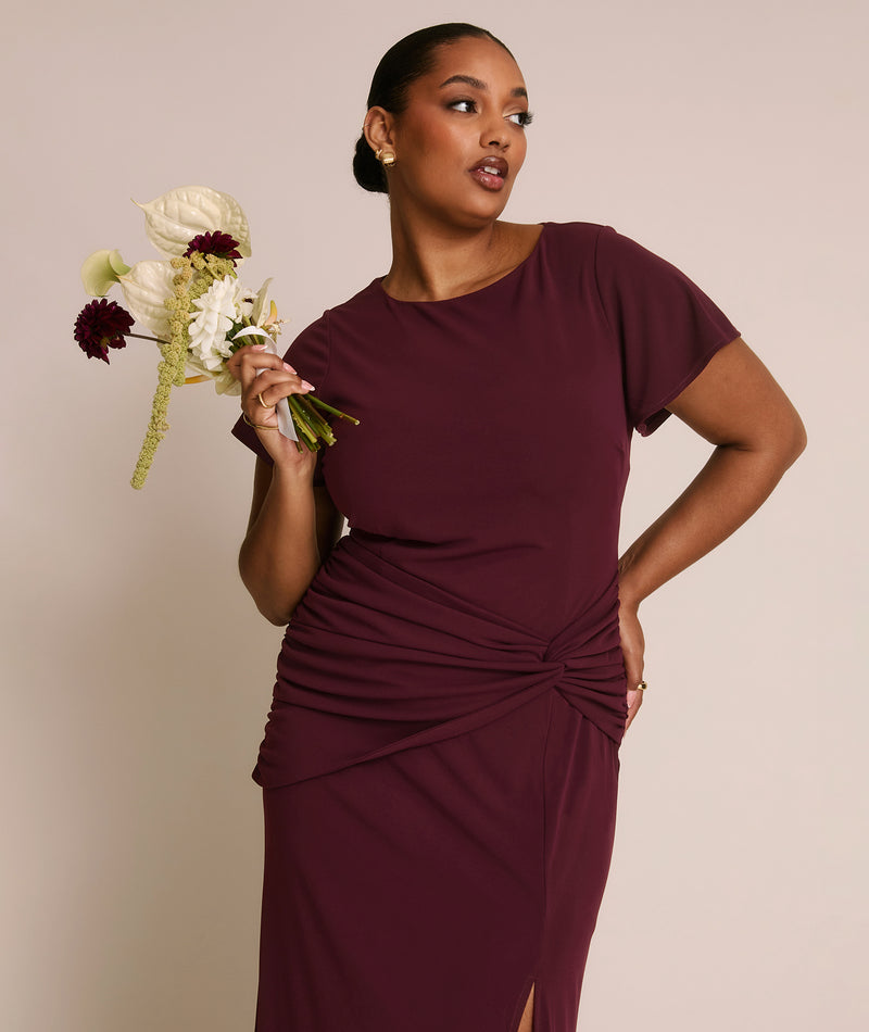 merlot bridesmaid dresses with sleeves Azazie Sheath Cowl Neck Long Sleeve Floor-Length Chiffon Bridesmaid Dresses
