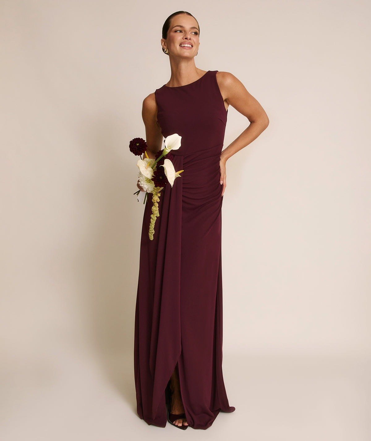 One Shoulder Stretch Sculpt Bridesmaid Dress - Merlot Six Stories One Shoulder Stretch Sculpt Bridesmaid Dress - Merlot Six Stories