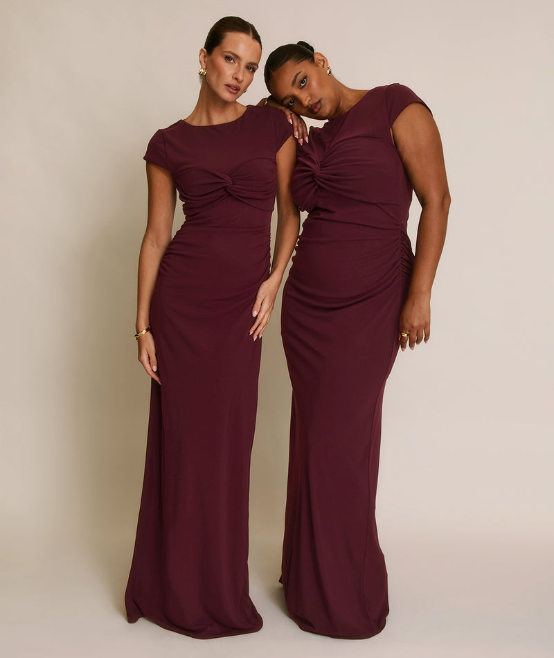 Twist Bust Stretch Sculpt Bridesmaid Dress - Merlot