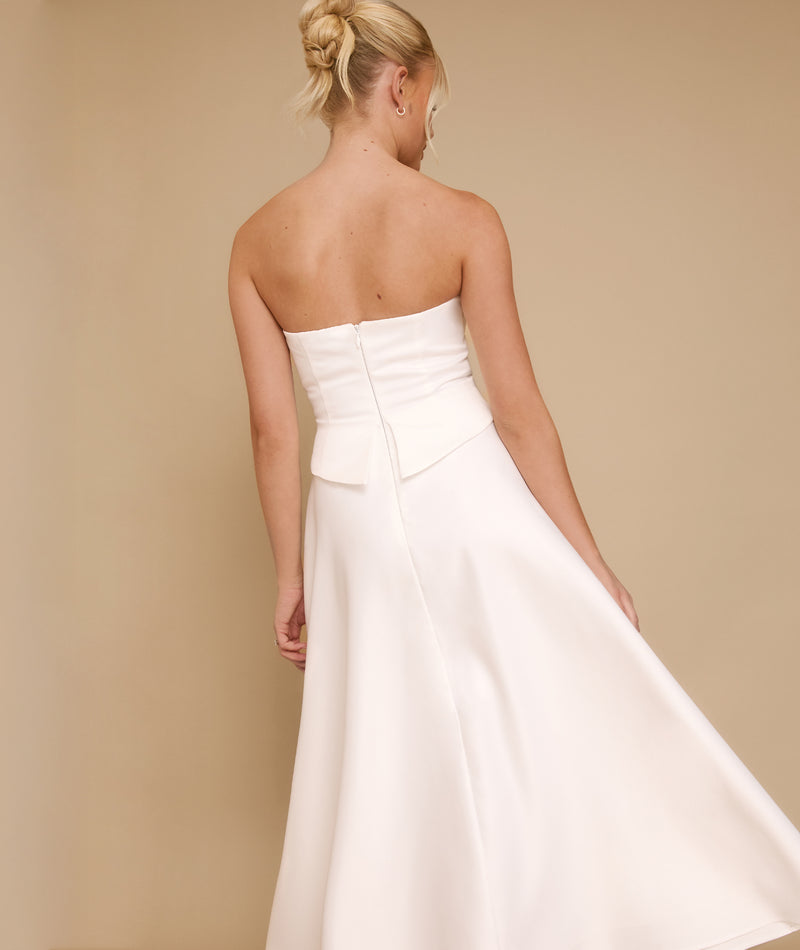 Satin Corset Midi Dress - Ivory