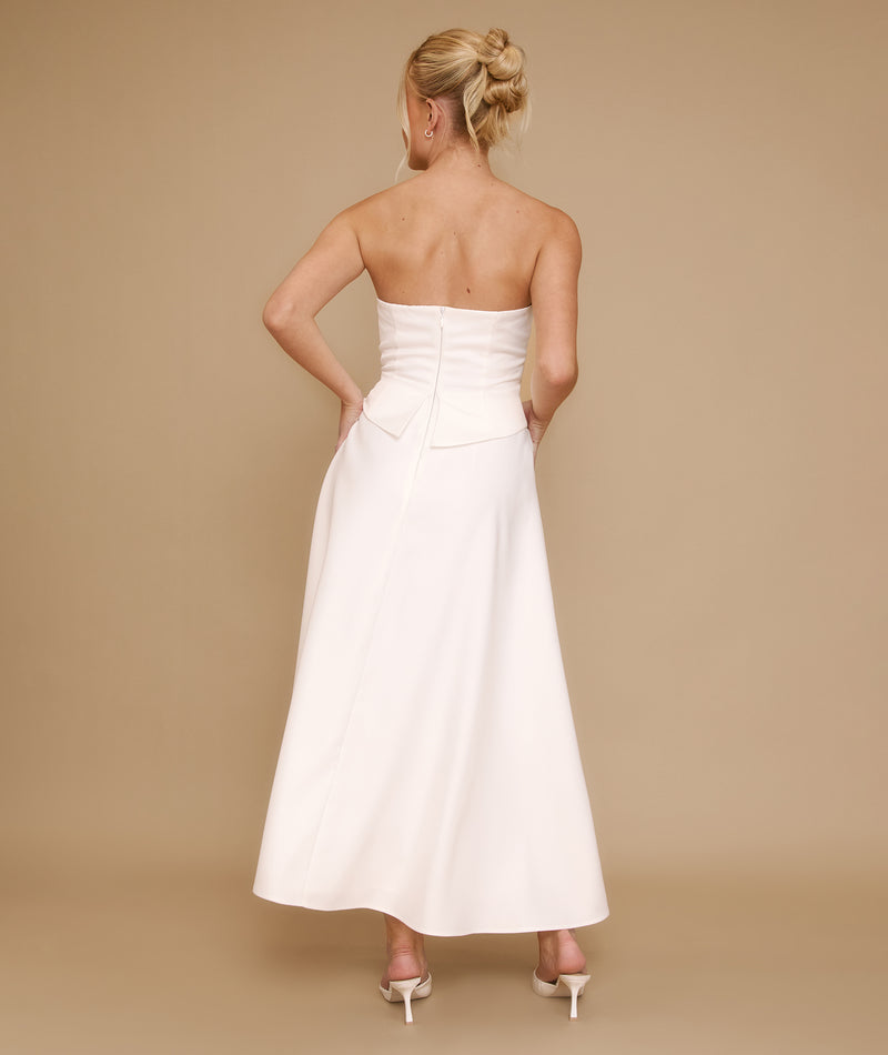 Satin Corset Midi Dress - Ivory