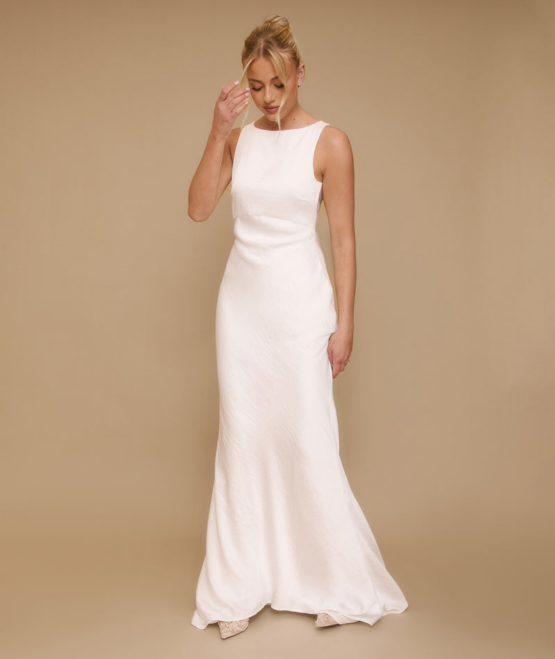 Organza Open Back Maxi Dress - Ivory