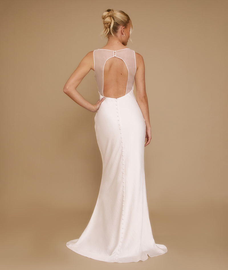 Organza Open Back Maxi Dress - Ivory