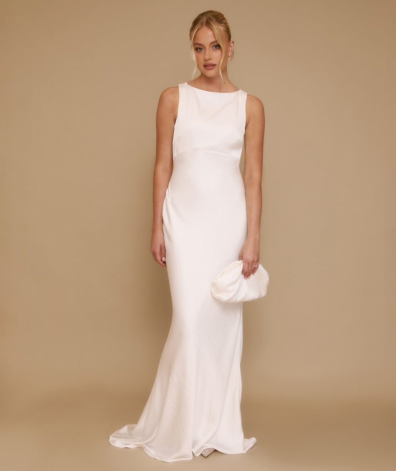 Organza Open Back Maxi Dress - Ivory