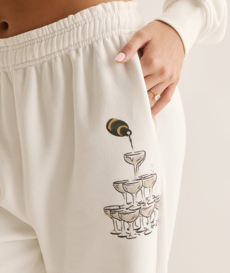 Winter Bride Illustrated Sweatpants - White