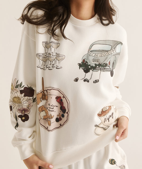 Winter Bride Illustrated Sweatshirt - White