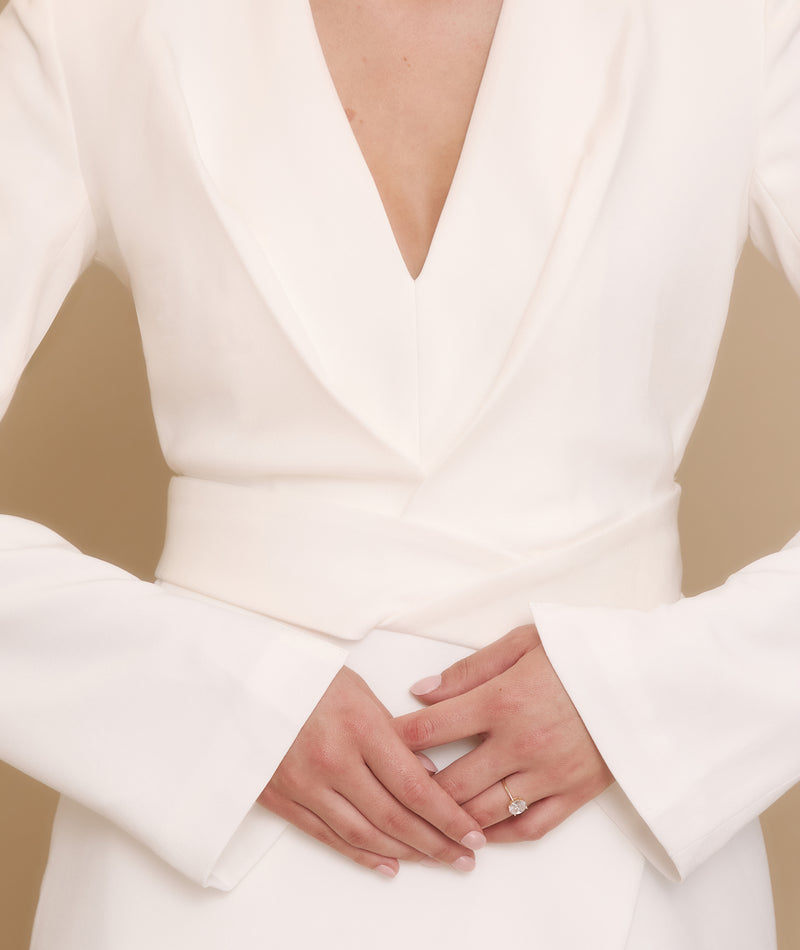 Wrap Front Blazer Dress - White Six Stories Wrap Front Blazer Dress - White Six Stories