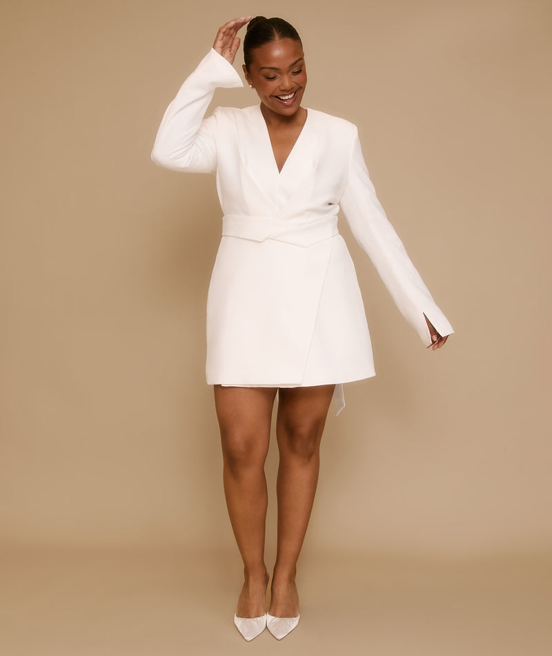Six Stories White Wrap Front Blazer Dress 4 Womens