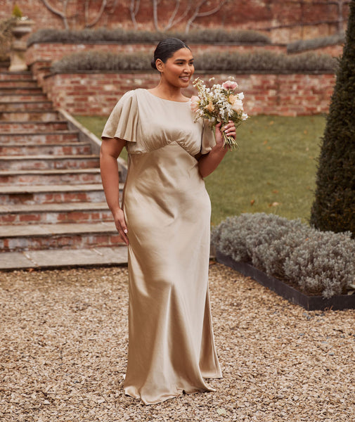 Gathered Bust Satin Bridesmaid Dress