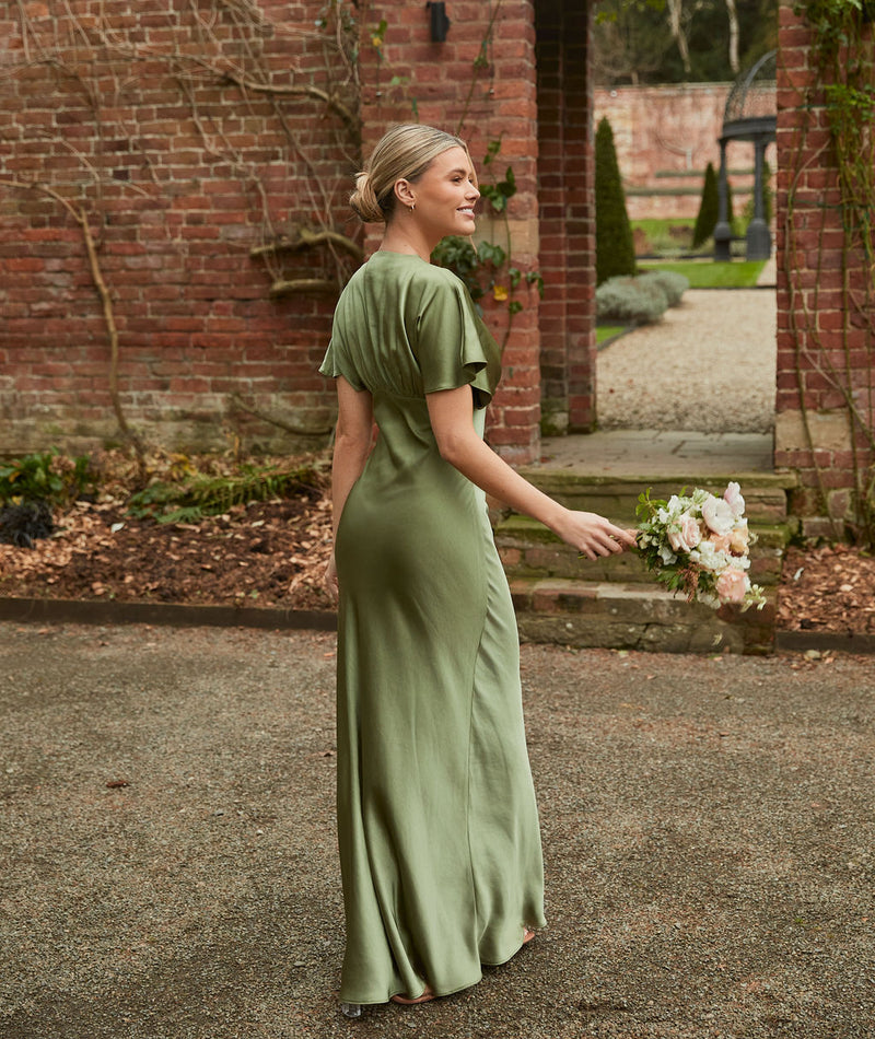Midi Dress Monsoon Green Bridesmaid Dress Plunge Batwing Satin Bridesmaid Dress Moss Green Midi Dress Monsoon Green Bridesmaid Dress Plunge Batwing Satin Bridesmaid Dress Moss Green