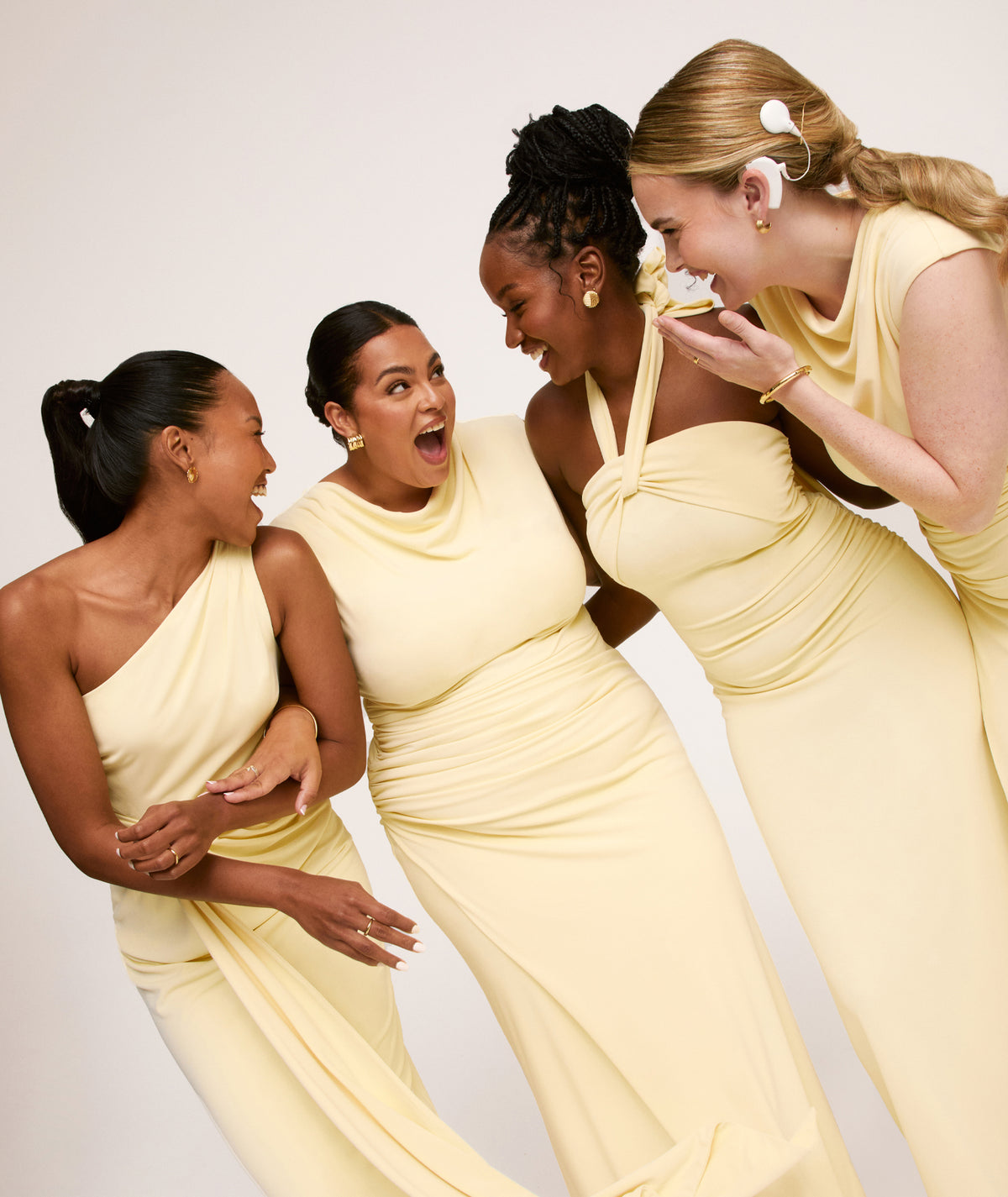 Plunge Flutter Sleeve Chiffon Bridesmaid Dress - Butter Lemon