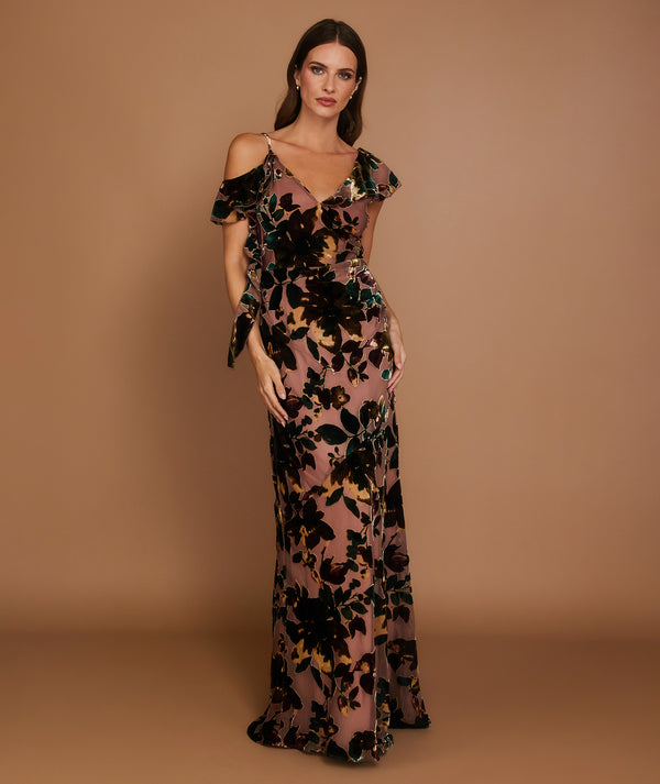Floral Devore Strappy Dress