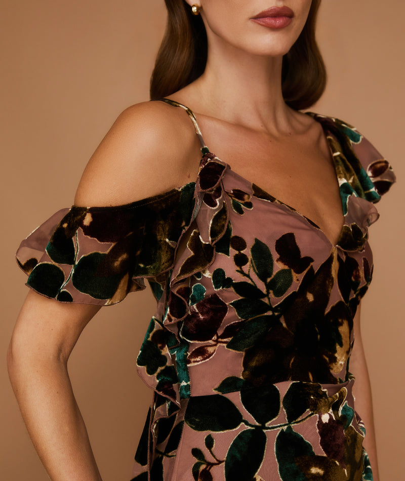 Floral Devore Strappy Dress