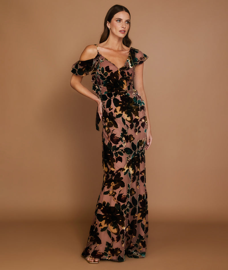 Floral Devore Strappy Dress