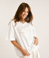 Bride Champagne Coupe Beaded Tee - White
